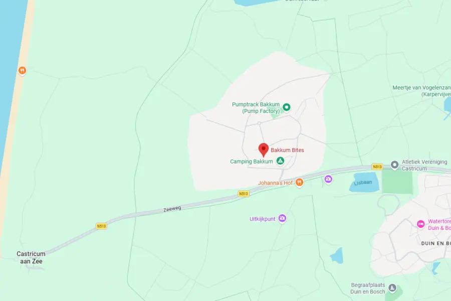 Map kaart locatie bakkum bites ligt op camping bakkum